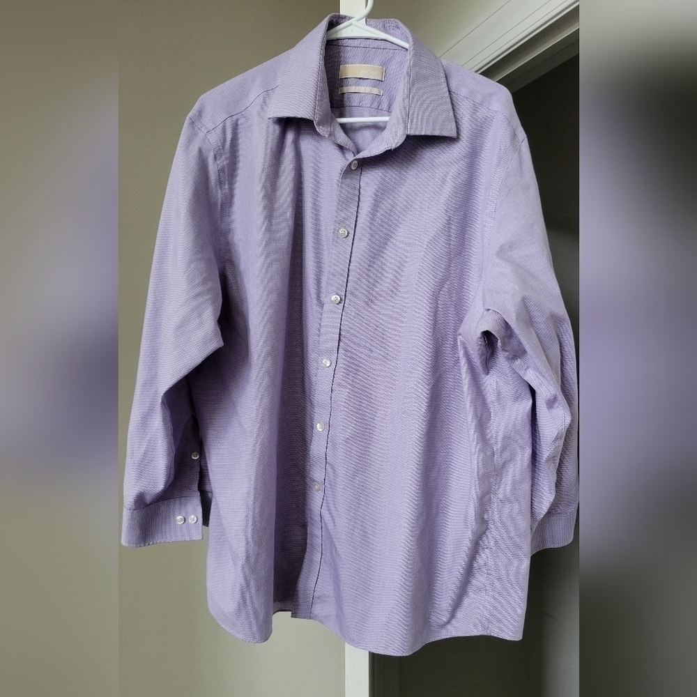 Michael Kors Regular Fit Long Sleeve Button Down Light Purple Shirt Size- 17.5